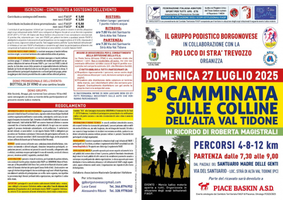 Marcia Strà Domenica 27 Luglio regolamento