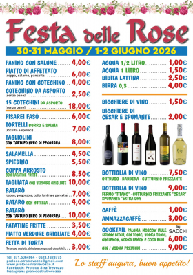 Menu Festa delle Rose - sera