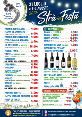 Menù Stra in Festa 2026